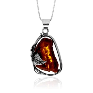 Argento Sterling 925 & Originale Color Cognac Baltica Ambra Exclusivo Unico - Foto 1 di 3
