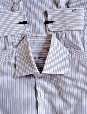 Camisa Para Hombre Domenico Vacca Puño Francés Rayas Manga Larga Cuello Extendido 15.5" Foto 1 de 4