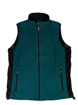 Vintage LL Bean Full Zip Green Black Fleece Vest Men’s Med Tall Outdoor Hiking - Image 1 of 4