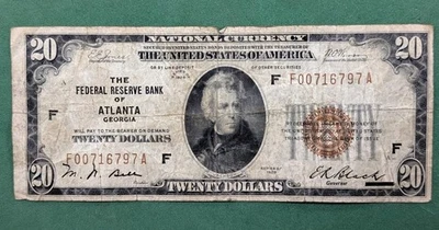1929 National Currency $20 Atlanta Georgia - Image 1 of 2