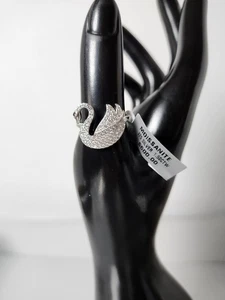 Size 9 Moissanite 1.50 CTW Swan Shaped Solid 925 Sterling Silver Ring - Picture 1 of 5