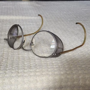 OCCHIALI DA SALDATURA DI SICUREZZA BUSCH LOMB VINTAGE ANNI 40 MONTATURA FILO STEAMPUNK USA - Foto 1 di 15