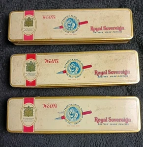 3 Vintage Wolff's Royal Sovereign British Made Bleistifte Dose leer - Bild 1 von 9