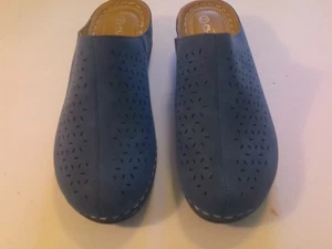 Flexus by Spring Step Italian Comfort Aqua Mules  Slip-On Size 9 Laser Cut - Picture 1 of 5