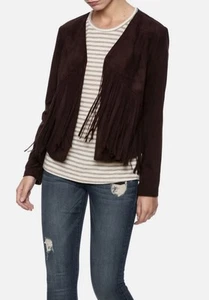 Joseph Ribkoff Brown Fringe Open Jacket Blazer Size 10 (best Fit AU8) RRP $230 - Picture 1 of 8