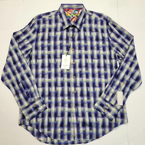 $188 Camisa Informal Robert Graham MAIDENHEAD Para Hombre XL X-LARGE Azul Cuadros Geométricos - Imagen 1 de 8