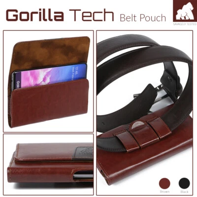Leather Belt Pouch Holster Strong Magnetic Flip 2 Loops Clip for Mobile Phones - Image 1 of 4
