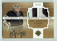 07-08 UD Upper Deck Ultimate  Jean-Sebastien Giguere  /25  Dual Patches  Auto