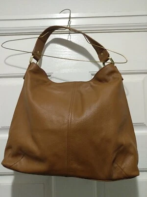 Kooba Slouchy Solid Pebbled Brown Leather Shoulder Hobo Purse Handbag READ - Image 1 of 4