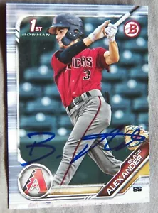 Arizona Diamondback Blaze Alexander 2019 Bowman Auto 1st Card - Imagen 1 de 1