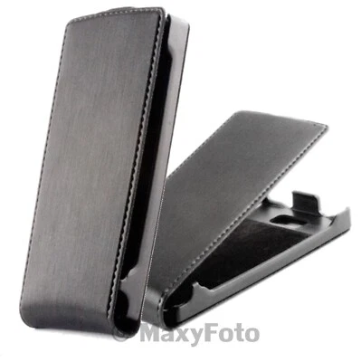 BOOK CASE NEO SLIM FLIP COVER PORTFOLIO VERTICALE PER HTC ONE MINI NERA BLACK - Immagine 1 di 4