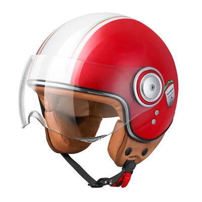 Comrider Fasion Red 3/4 Open Face Motorcycle Adult Helmet DOT Approved (S-XL) US - Image 1 of 4