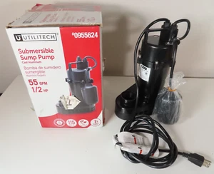 Utilitech - 1/2 Horse Power Cast Aluminum Submersible Sump Pump #0955624 55 GPM - Picture 1 of 9