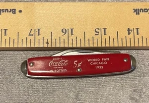 1933 CHICAGO WORLD'S FAIR COCA-COLA POCKET KNIFE - EXCELLENT CONDITION (RED) - Picture 1 of 14