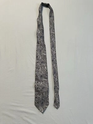 Corbata Hombre Adolfo Paisley Negra Gris Azul Poliéster  Foto 1 de 4