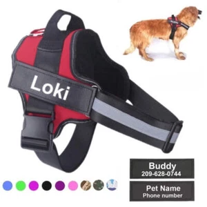 Personalised No-Pull Dog Harness Reflective Strip Adjustable Small Medium Large - Picture 1 of 84