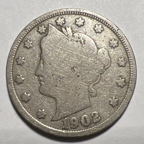 1902 Liberty Head " V " Nickel Philadelphia Mint USA Type Coin -Actual Photos A4 Cover