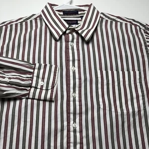 Roundtree Yorke Button Up Shirt Men's Large 16 ½ 33 Stripes Pinpoint Cotton USA - Picture 1 of 6