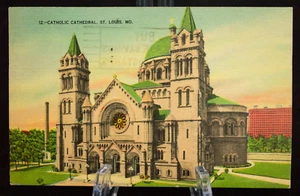 Postkarte Katholische Kirche St Louis Missouri MO Leinen verschickt 1941 - Bild 1 von 6