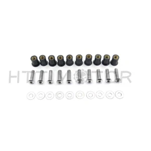 Kit de pernos para parabrisas de motocicleta 10 un. tuercas/pernos/lavadora plateada - Imagen 1 de 8