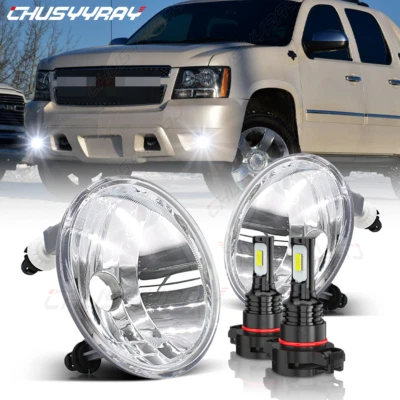 For 2007-2014 Chevy Tahoe Suburban GMC Yukon XL 1500 Chrome LED Fog Lights - Image 1 of 4