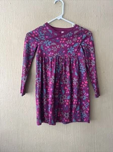 Tea Collection Girls Long Sleeve Dress Sz 8 purple Floral Faux Wrap 100% cotton - Picture 1 of 6