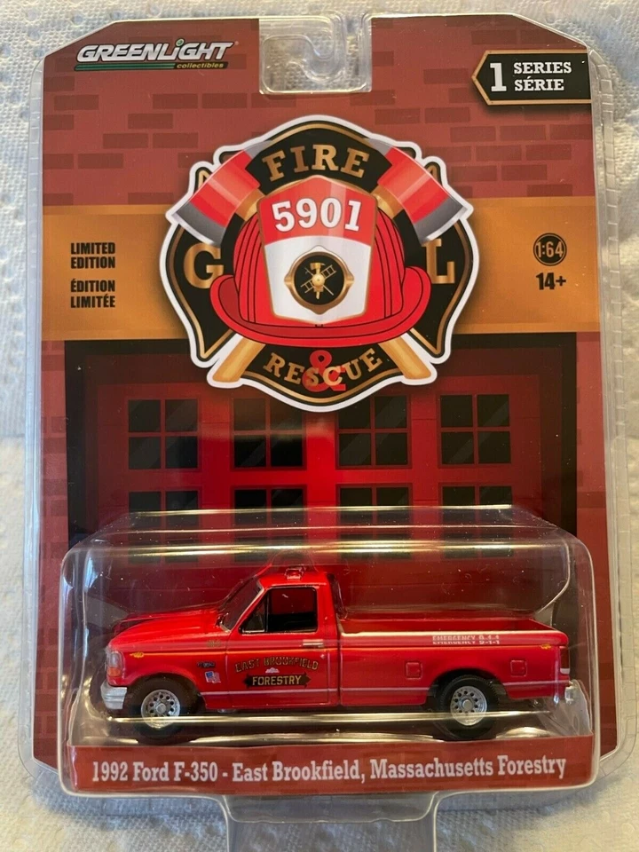Greenlight 1:64 Fire & Rescue Series 1 - 1992 Ford F-350 East Brookfield, MA - Image 1 of 1