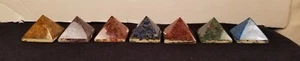 Beautiful Set of 7 Pyramid Semi-Precious Stone in Glass Amethyst + 6 Others - Picture 1 of 6