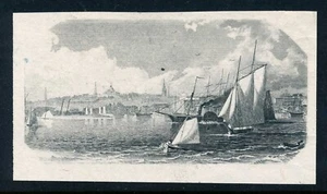 ABNCo vignette die proof on india paper, Harbor Scene, 1860s - Picture 1 of 4
