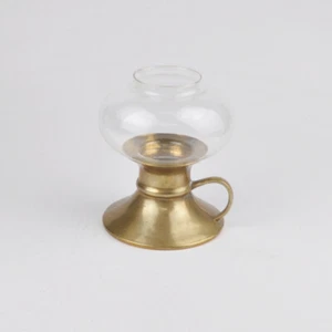 Luz de viento - Soporte para velas de té - Latón - Cúpula de vidrio - Candelabro - Vintage - Imagen 1 de 3
