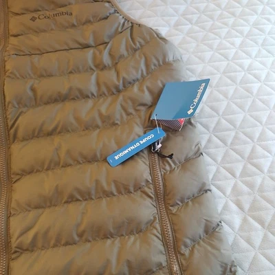 Columbia Vest Mens Size L Green Logo Full Zip Omni Heat Light Weight Puffer Coat - Image 1 of 4