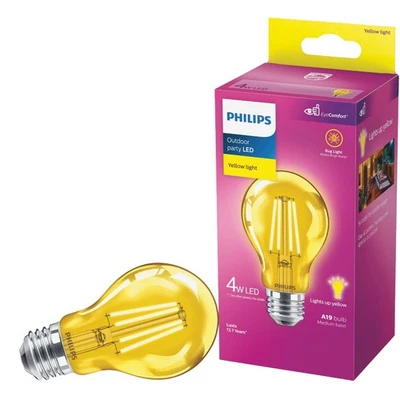 Philips Yellow A19 Medium 4W Indoor/Outdoor LED Decorative Party Light Bulb - Image 1 of 3
