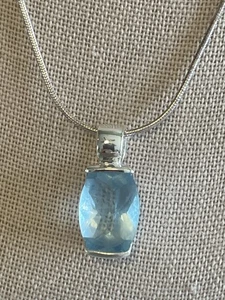 Artisan Sterling Silver Blue Topaz Pendant Necklace Italy 925 December Birth  - Picture 1 of 9