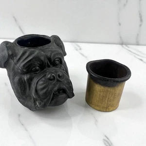 Antique Metal Bulldog Boxer Dog  Vesta Match Striker Or Inkwell Victorian - Picture 1 of 9