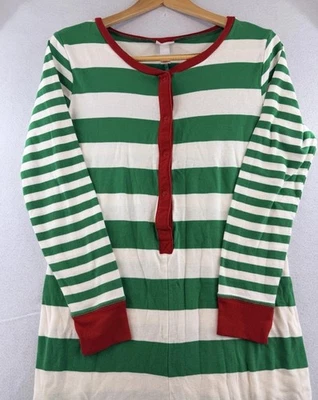 Mono pijama de una pieza WonderShop para mujer verde blanco a rayas manga larga L Foto 1 de 4