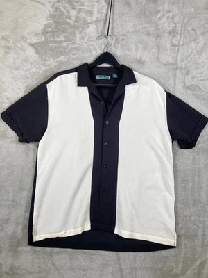 Cubavera Button Up Shirt Mens Large Black White Colorblock Short Sleeve Classic - Image 1 of 4