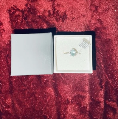 Кольцо из чистого серебра с камнем аквамарином Zales - Изображение 1 из 2