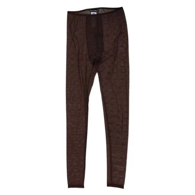 DOLCE & GABBANA Ropa Interior Marrón Nylon Logo Encaje Leggings Pantalones IT2 / S 280usd Foto 1 de 4