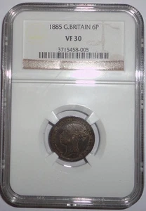 GREAT BRITAIN UK COIN 6 PENCE 1885 NGC VF 30 - Picture 1 of 2