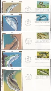 US 2005-09 FDC Lot of Fish w/ Colorano "Silk" Cachets - Picture 1 of 5