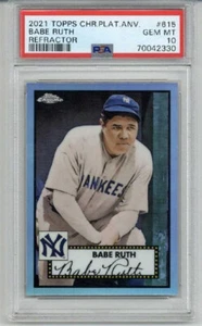 2021 TOPPS CHROME PLATINUM ANNIVERSARY REFRACTOR #615 BABE RUTH PSA 10 LOW POP - Picture 1 of 2