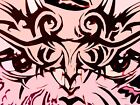 Tattoo Eyed Art Print J Paberzis Signed Drawing Mixed Media 11x8.5 Red Face