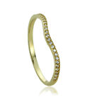 Women Fine Band 1.5Mm 14K Yellow Gold Cz Curved Tracer Wedding Anniversary Ring