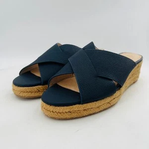 Jack Rogers Palmer Mujer Alpargatas Cuero Azul Cuña Sandalia Talla 9M - Imagen 1 de 13