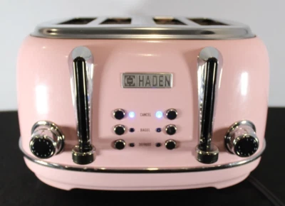 Haden 75044 Heritage 1500-Watt 4-Slice English Rose Pink Wide Slot Retro Toaster - Image 1 of 4