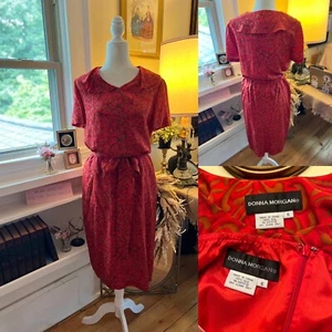 Donna Morgan Women Silk Skirt Suit Size 6 Red Vintage Business Skirt Set - Picture 1 of 14