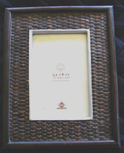 Vintage Fetco Global Crossroads 4 x 6 Bilderrahmen Schreibtisch "Gewebte Korboptik" - Bild 1 von 4