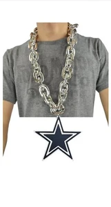 New NFL Dallas Cowboys BLUE Fan Chain Jumbo Size Necklace Foam - Picture 1 of 1