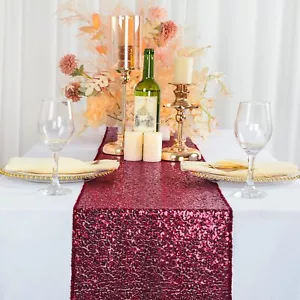 Sequin Table Runner Burgundy 12x72-Inch Pack of 6 Glitter Table Runner for Pa... - Picture 1 of 6