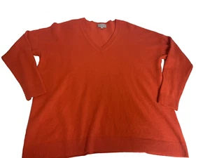 Pure Collection 100% Cashmere US Size 8/10 Red 3/4 Sleeves Soft V Neck Luxurious - Picture 1 of 9